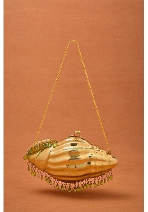 Vin. for FWRD Conch Clutch in Peridot - Metallic Gold. Size all.