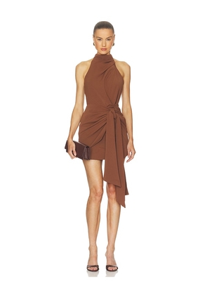 ELLIATT Anaya Halter Mini Dress in Brown. Size XS. Also in S, M, L, XL, XXL.