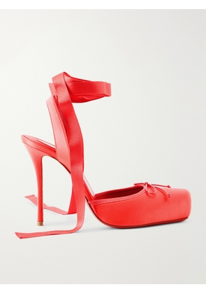 Christian Louboutin - Cassia Lace Up 100 Crepe Satin Squared Toe Ballerina Pump - Pink - IT36,IT36.5,IT37,IT37.5,IT38,IT38.5,IT39,IT39.5,IT40,IT40.5,IT41,IT41.5,IT42