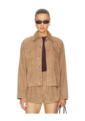 FRAME The Suede Utility Jacket in Tan. Size XS. Also in M.