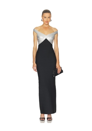 Herve Leger The Metallic Bonnie Gown in Black. Size XS. Also in S, M, L.