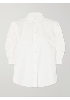 Valentino Garavani - Broderie Anglaise-trimmed Cotton-poplin Shirt - White - IT36,IT38,IT40,IT42,IT44,IT46
