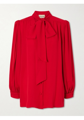 Valentino Garavani - Scarf-detailed Silk Georgette Blouse - Red - IT36,IT38,IT40,IT42,IT44,IT46