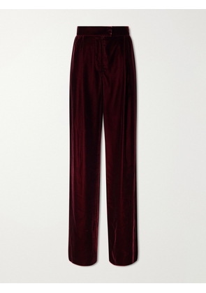 Valentino Garavani - Pleated Velvet Wide-leg Pants - Burgundy - IT36,IT38,IT40,IT42,IT44,IT46,IT48
