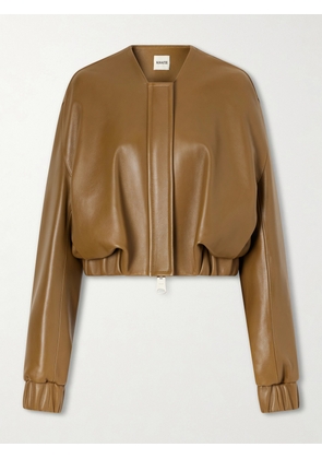 KHAITE - Cordan Cropped Leather Bomber Jacket - Neutrals - x small,small