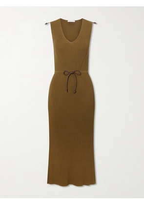 Max Mara - Fado Cotton-blend Ribbed-knit Midi Dress - Brown - x small,small,medium,large,x large