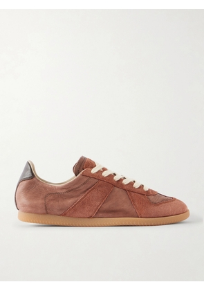 Maison Margiela - Replica Suede-trimmed Textured-leather Sneakers - Metallic - IT35,IT36,IT37,IT38,IT39,IT40,IT41
