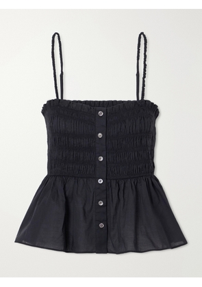 Veronica Beard - Tullia Shirred Tiered Cotton-poplin Top - Black - US0,US2,US4,US6,US8,US10,US12,US14