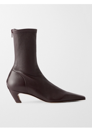KHAITE - Leather Ankle Boots - Burgundy - IT35,IT36,IT37,IT38,IT39,IT40,IT41,IT42