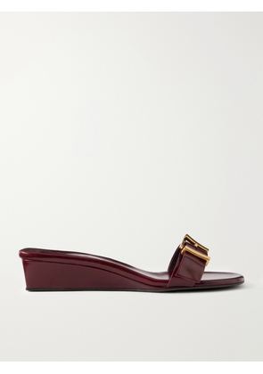 KHAITE - Manhattan Buckled Leather Sandals - Burgundy - IT35,IT36,IT37,IT38,IT39,IT40,IT41