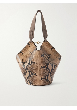 KHAITE - Lotus Small Snake-effect Leather And Suede Tote Bag - Animal Print - One size