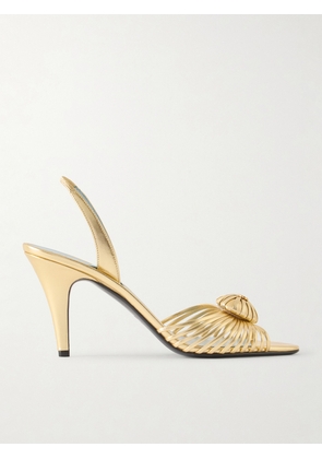 Valentino Garavani - Coeur Royal 85 Logo-embellished Metallic Leather Sandals - Gold - IT35,IT36,IT37,IT37.5,IT38,IT38.5,IT39,IT39.5,IT40,IT40.5,IT41,IT42