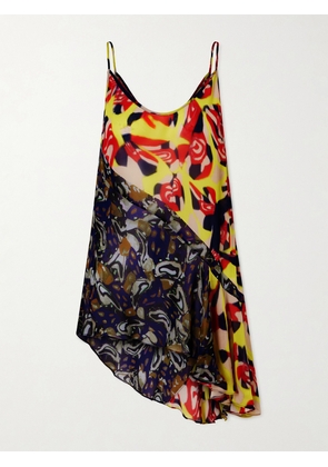 Dries Van Noten - Ruffled Printed Asymmetric Georgette Camisole - Yellow - FR 34,FR 36,FR 38,FR 40,FR 42