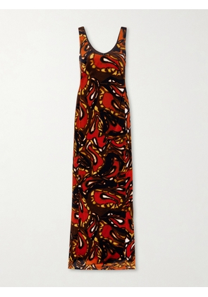 Dries Van Noten - Printed Cotton-blend Velvet Maxi Dress - Brown - FR 34,FR 36,FR 38,FR 40,FR 42