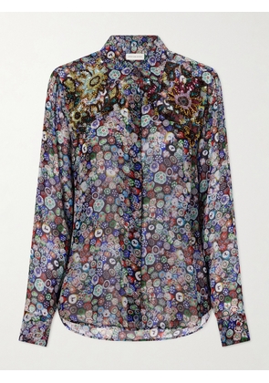 Dries Van Noten - Sequin-embellished Printed Georgette Blouse - Purple - FR 34,FR 36,FR 38,FR 40,FR 42,FR 44