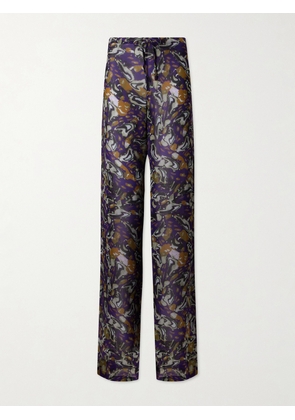 Dries Van Noten - Printed Georgette Straight-leg Pants - Purple - FR 34,FR 36,FR 38,FR 40,FR 42,FR 44
