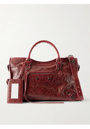 Balenciaga - Le City Crinkled-leather Shoulder Bag - Red - One size