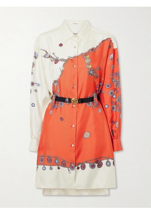 Versace - Stolen Jewels Medusa-embellished Belted Printed Silk-twill Mini Dress - Orange - IT36,IT38,IT40,IT42,IT44,IT46,IT48