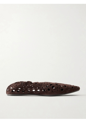 Alaïa - Neo Vienne Perforated Suede Ballet Flats - Brown - IT36,IT37,IT38,IT39,IT40,IT41,IT42