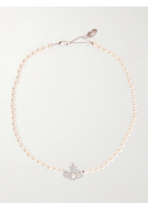 Vivienne Westwood - Olympia Platinum, Quartz And Pearl Necklace - Silver - One size