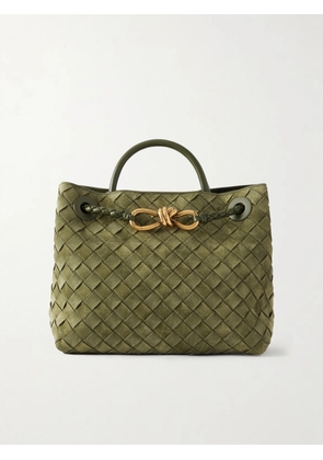 Bottega Veneta - Andiamo Small Intrecciato Suede Shoulder Bag - Green - One size