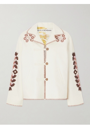 ALIX OF BOHEMIA - Western Cactus Bead-embellished Textured-silk Jacket - Neutrals - x small,small,medium,large,x large