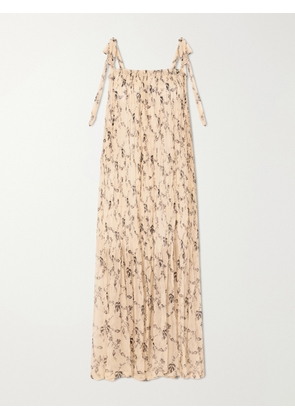 ALIX OF BOHEMIA - Emrys Shadow Floral-print Gathered Midi Dress - Neutrals - x small,small,medium,large,x large