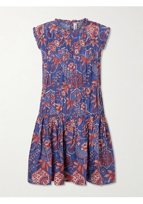 ALIX OF BOHEMIA - Jule Delft Shirred Floral-printed Cotton And Silk-blend Mini Dress - Multi - x small,small,medium,large,x large