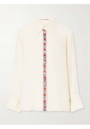 ALIX OF BOHEMIA - Dana Floral-print Silk-satin Shirt - Neutrals - x small,small,medium,large,x large