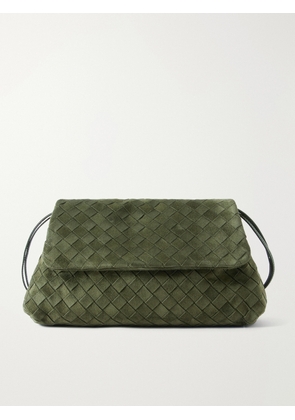 Bottega Veneta - Giorno Intrecciato Suede Shoulder Bag - Green - One size