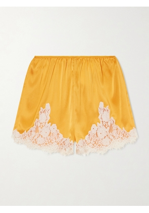 DÔEN - Iona Lace-trimmed Silk-satin Shorts - Orange - xx small,x small,small,medium,large,x large