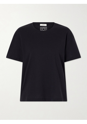 TOTEME - Logo-embroidered Organic Cotton T-shirt - Black - xx small,x small,small,medium,large,x large