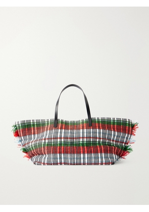 STAUD - + Da Adolfo Christos Raffia Checked Fringed Tote - Red - One size