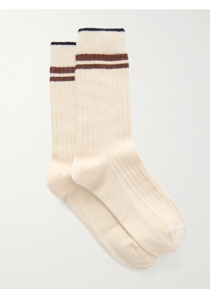 Brunello Cucinelli - Striped Ribbed Cashmere Socks - Cream - S,M,L