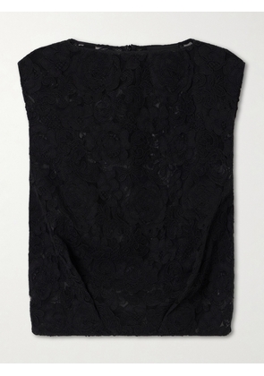 Simone Rocha - Cropped Floral-embroidered Lace Blouse - Black - UK 4,UK 6,UK 8,UK 10,UK 12,UK 14