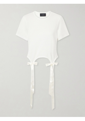 Simone Rocha - Bow-detailed Jersey T-shirt - Neutrals - x small,small,medium,large