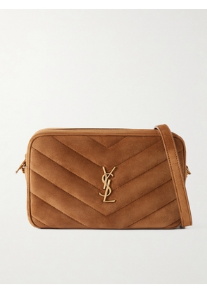SAINT LAURENT - Loulou Cassandra-embellished Suede Shoulder Bag - Brown - One size