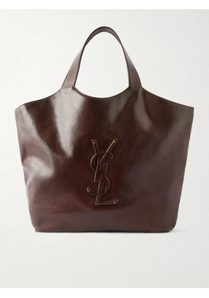SAINT LAURENT - Icare Maxi Cassandre-appliquéd Suede Tote - Brown - One size