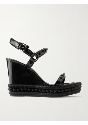 Christian Louboutin - Pyraclou 110 Studded Leather Wedge Sandals - Black - IT35,IT36,IT37,IT38,IT39,IT40,IT41,IT42