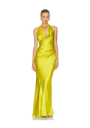 Nookie Penelope Drape Gown in Green. Size XS. Also in S, M, L, XL.