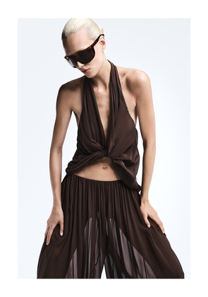 REVOLVE LOS ANGELES Adela Georgette Silk Top in Brown. Size XS. Also in XXS, S, M, L, XL.