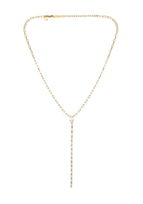 petit moments Baguette Stone Lariat in Metallic Gold.