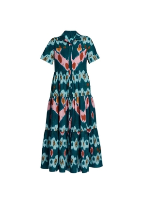 ERDEM ikat-print tiered shirt maxi dress - Green