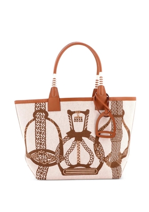 Hermès Pre-Owned Sac Steeple Printed Toile with Leather 28 tote bag - Brown