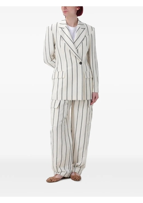 Brunello Cucinelli striped double-breasted blazer - Neutrals