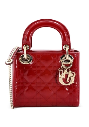 Christian Dior Pre-Owned Lady Dior Chain Bag Cannage Quilt Patent Mini satchel - Red
