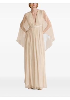Alberta Ferretti pleated silk maxi dress - White