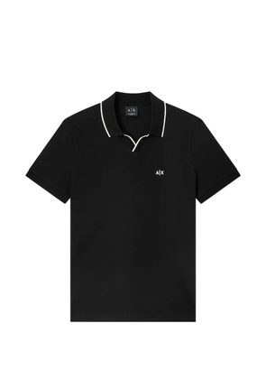 Armani Exchange logo-embroidered contrast-trim polo shirt - Black