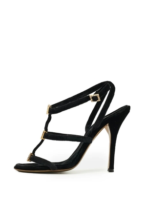 Roberto Cavalli Vintage crystal-embellished velvet sandals - Black