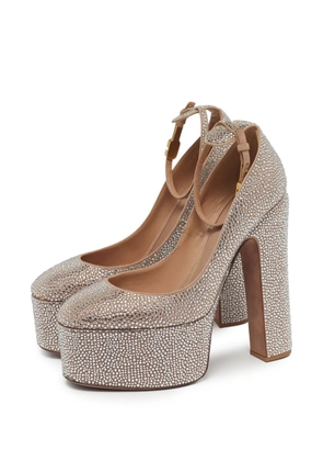 Valentino Garavani Pre-Owned Tan-Go crystal-embellished heeled pumps - Silver
